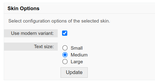 Skin options