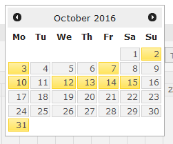Today and Jump buttons in calendar overview screen