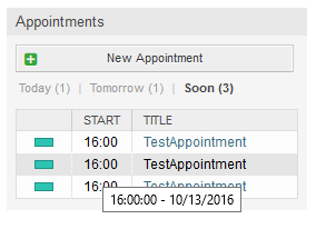 Soon filter in upcoming appointments dashboard widget