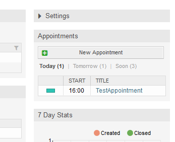 Today filter in upcoming appointments dashboard widget
