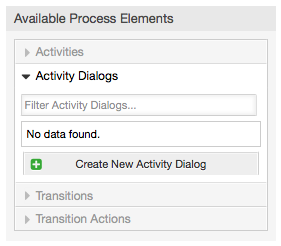 Create New Activity Dialog button