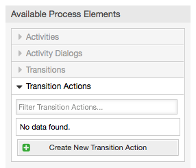 Create New Transition Action button
