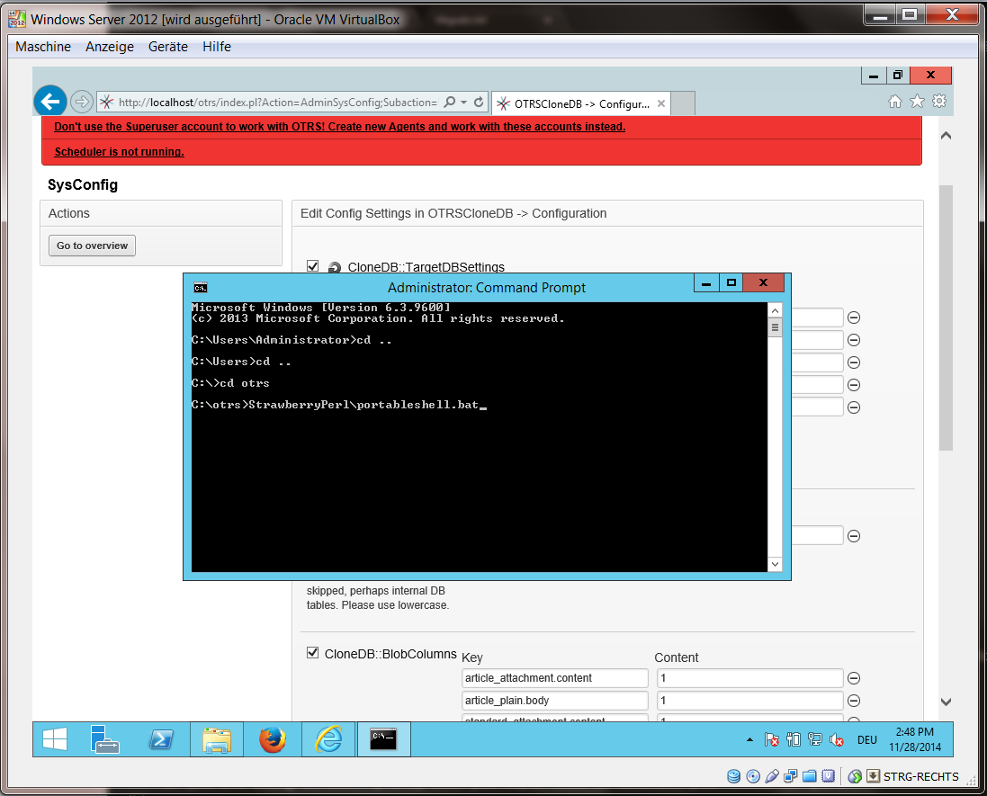 Run OTRSCloneDB script 1 - screenshot