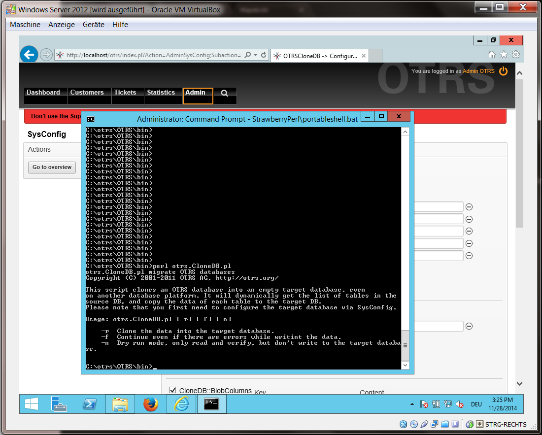 Run OTRSCloneDB script 2 - screenshot