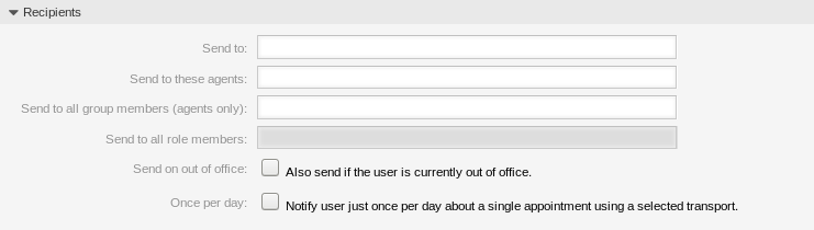 Appointment Notification Settings - Recipients