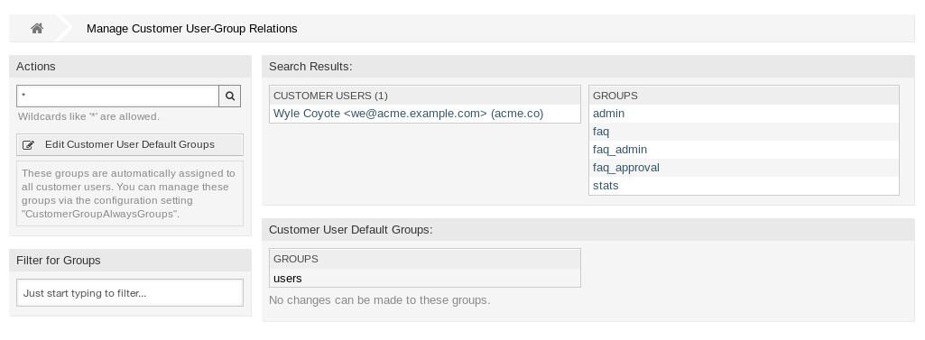 Manage Customer User-Group Relations