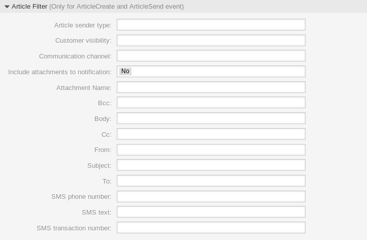 Ticket Notification Settings - Article Filter