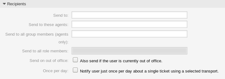Ticket Notification Settings - Recipients