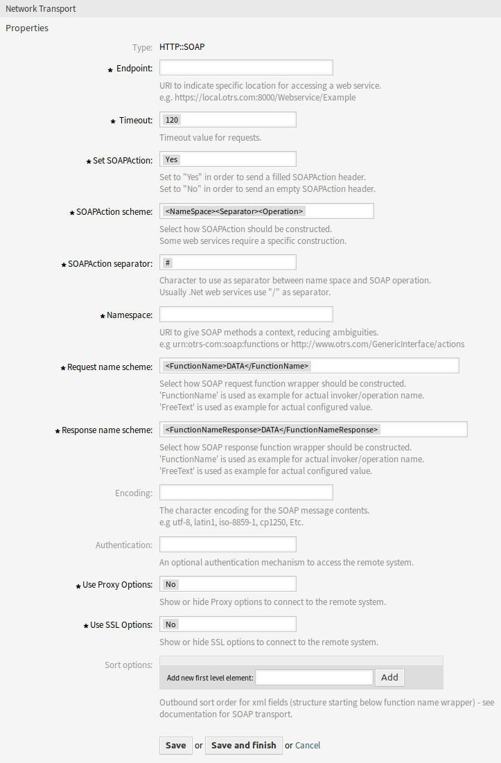 Web Service Settings - OTRS as Provider - HTTP\:\:SOAP