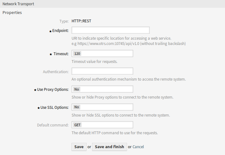 Web Service Settings - OTRS as Requester - HTTP\:\:REST